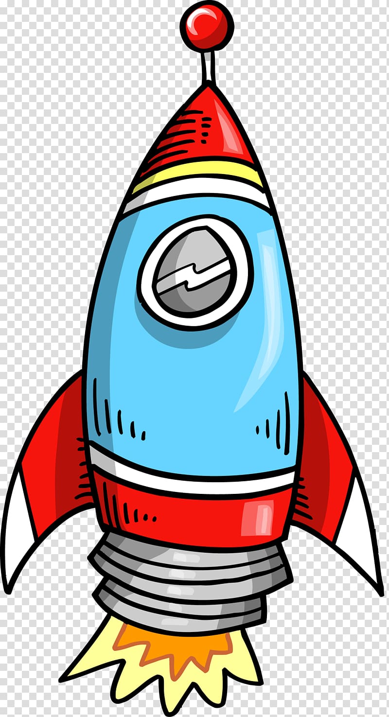 Q-version Rocket Cartoon , cartoon red and blue rocket transparent background PNG clipart