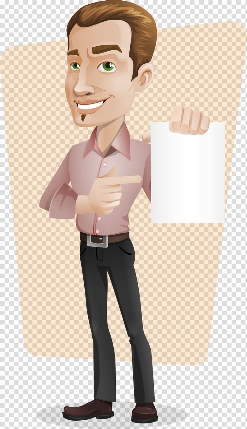 man holding printing paper illustration, Cartoon Business, Finance Businessman material transparent background PNG clipart