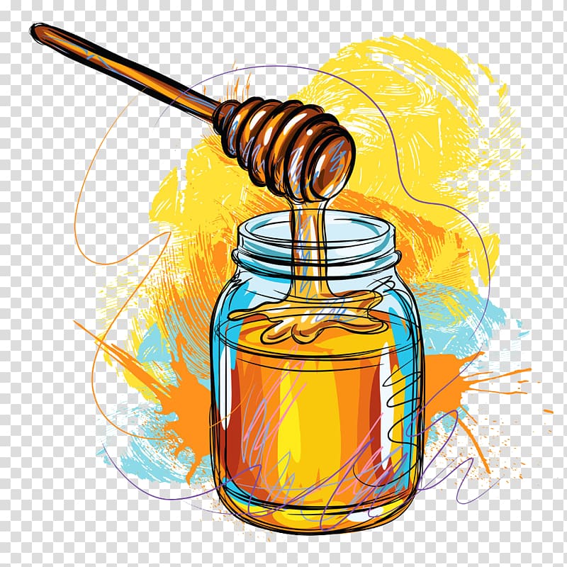 Yuja tea Honey bee Nectar Illustration, Hand-painted delicious honey transparent background PNG clipart