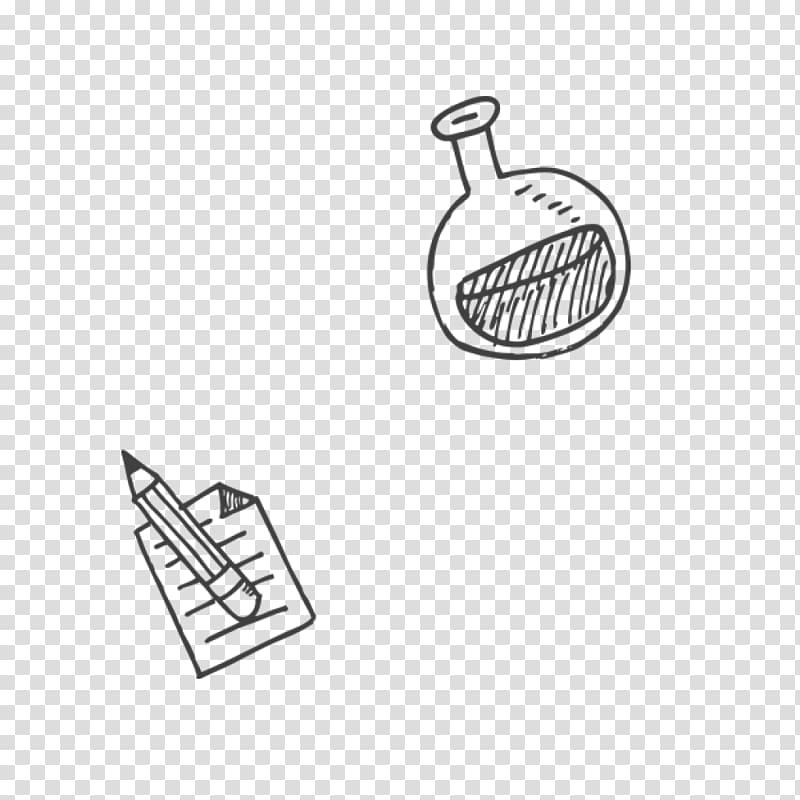 bottle and pencil with paper illustration, Drawing Doodle Pencil , doodle transparent background PNG clipart