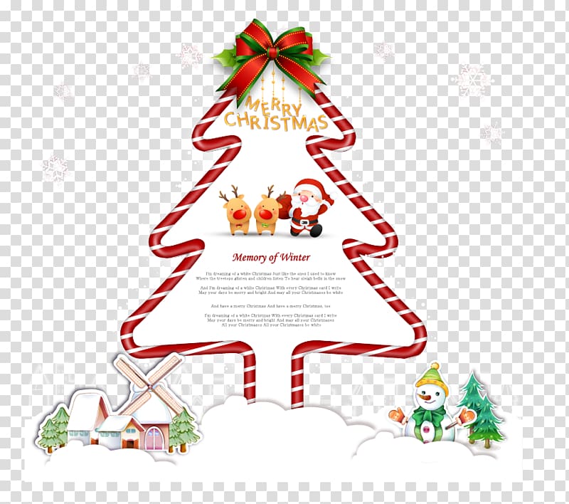Christmas tree Santa Claus, Christmas tree in winter Lovely house transparent background PNG clipart