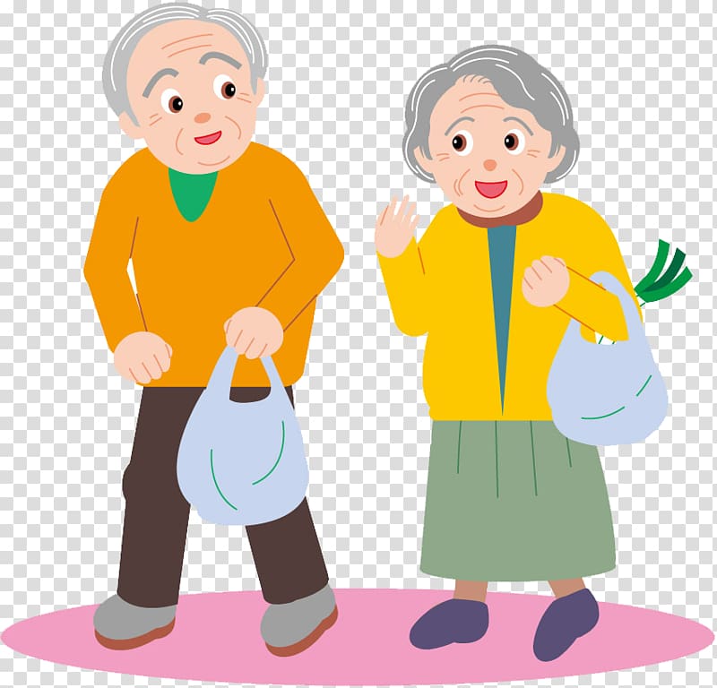 man and woman illustration, couple Old age Drawing Cartoon , Elderly couple transparent background PNG clipart