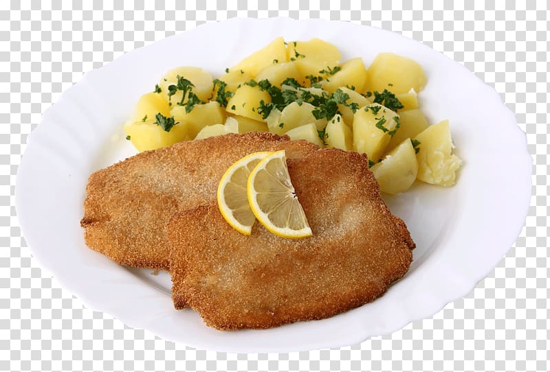 Schnitzel Mashed potato Rissole Knödel Veal Milanese, potato transparent background PNG clipart