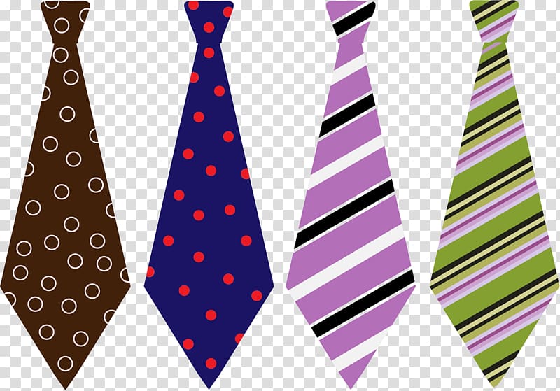 four assorted-color neckties , Necktie Tie clip Tie pin , Patterned Mens Ties transparent background PNG clipart