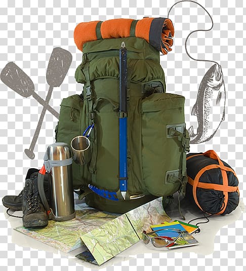 Travel Backpacking Bag Hiking, elk lake camping in the woods transparent background PNG clipart