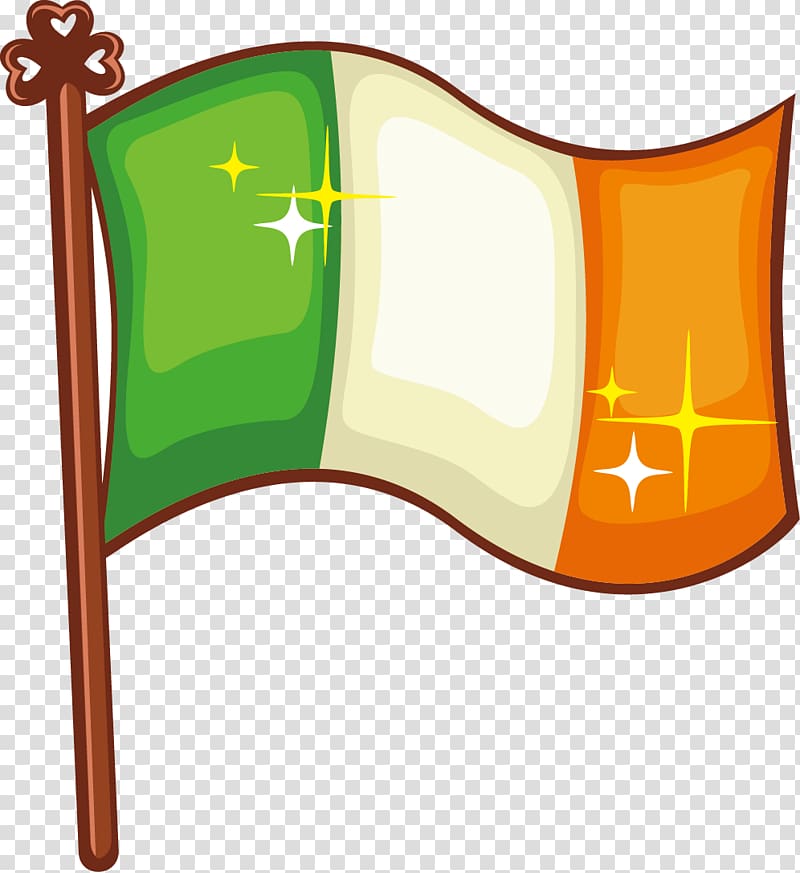 Ireland Saint Patrick\'s Day Symbol Banner, Wind fluttering flags transparent background PNG clipart