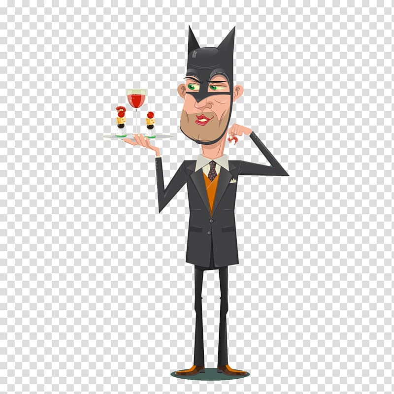 Cartoon Character Figurine Fiction Illustration, Batman waiter transparent background PNG clipart