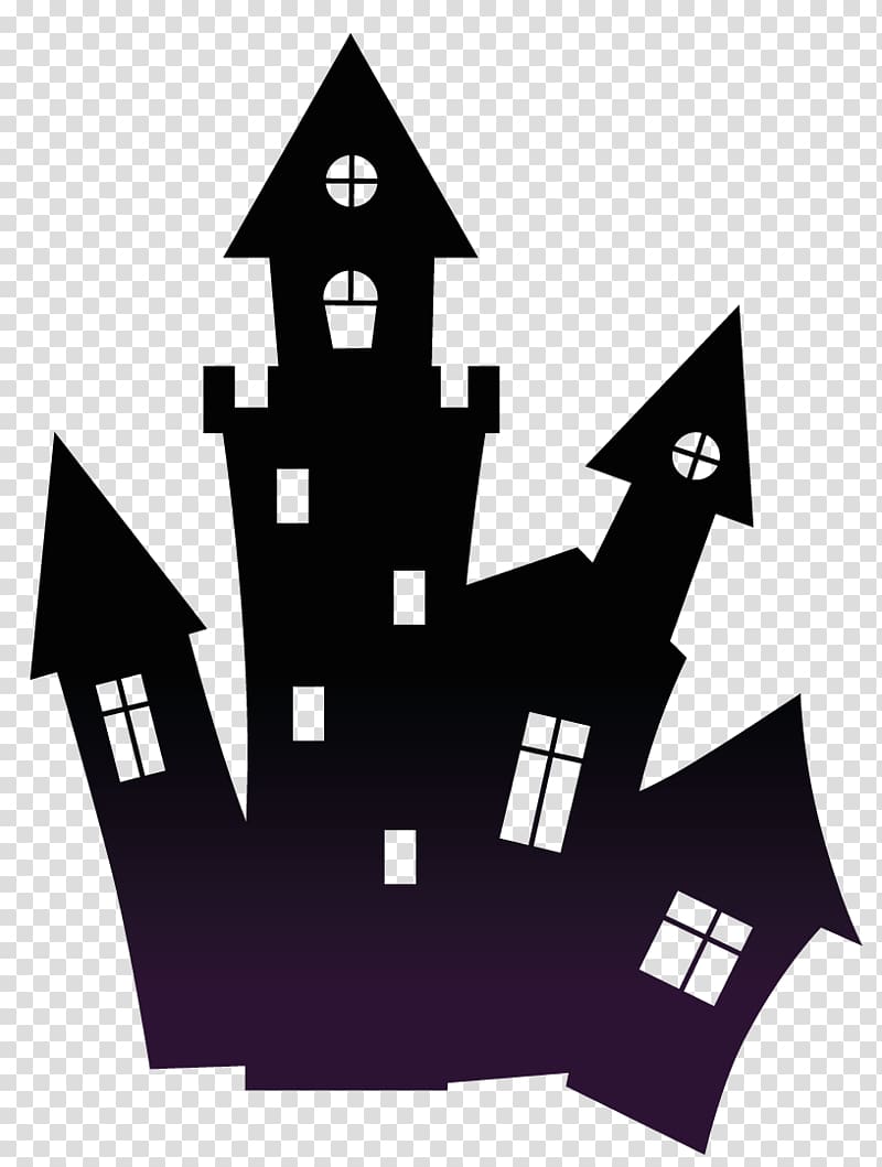 silhouette of castle , Halloween , Haunted Black Scary House transparent background PNG clipart