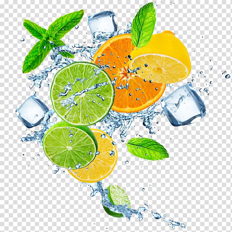 orange and lime illustration, Ice cube Water , Fresh lemonade wave transparent background PNG clipart