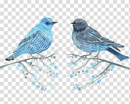 two blue birds illustration, Blue Birds transparent background PNG clipart
