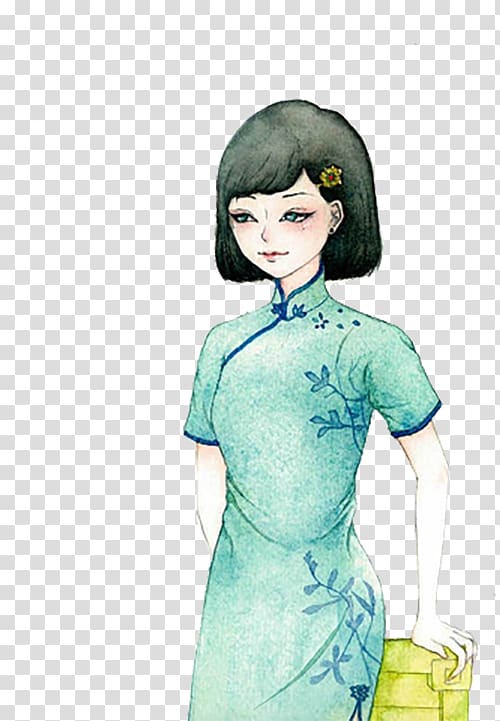 Cheongsam Clothing Designer , Girl short hair dress Republic transparent background PNG clipart