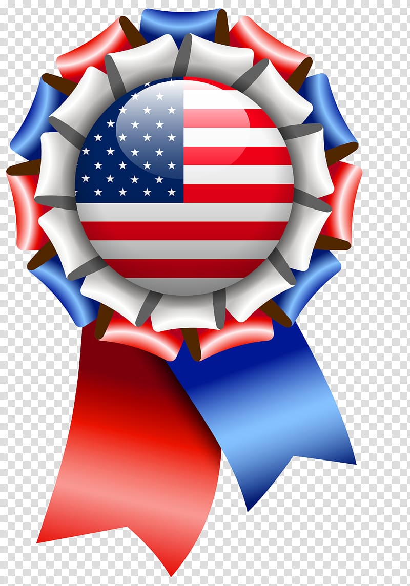 U.S. Flag badge, Flag of the United States , USA Flag Rosette Ribbon transparent background PNG clipart