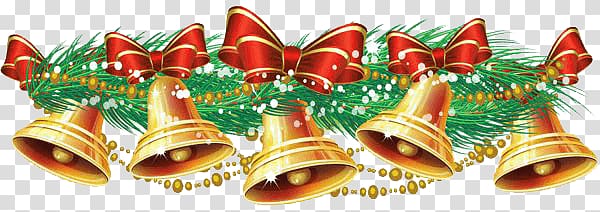bells with ribbons illustration, Christmas Bells transparent background PNG clipart