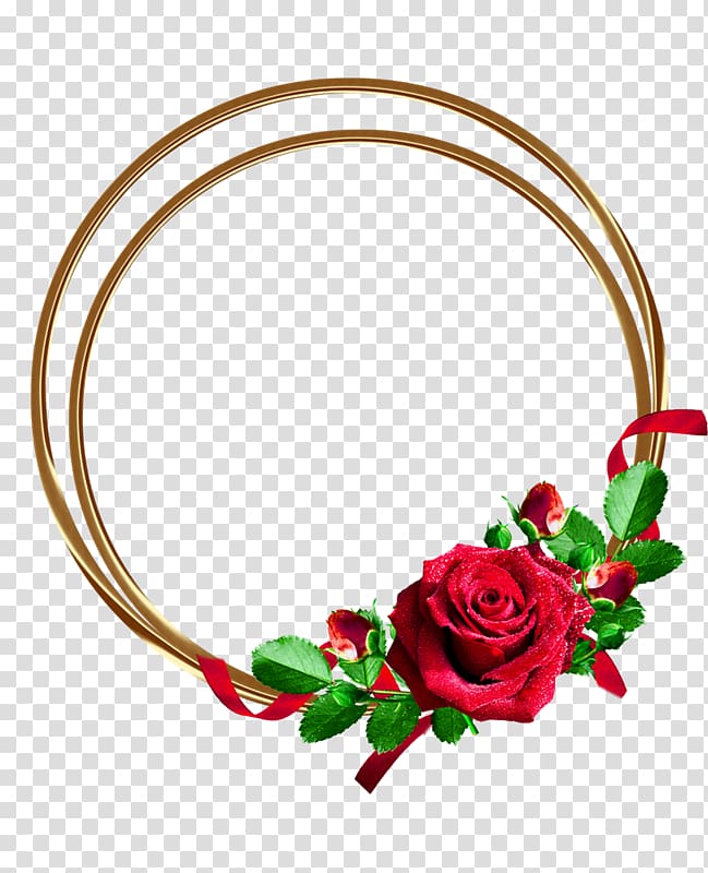 Rose Flower , Golden Rose Frame transparent background PNG clipart