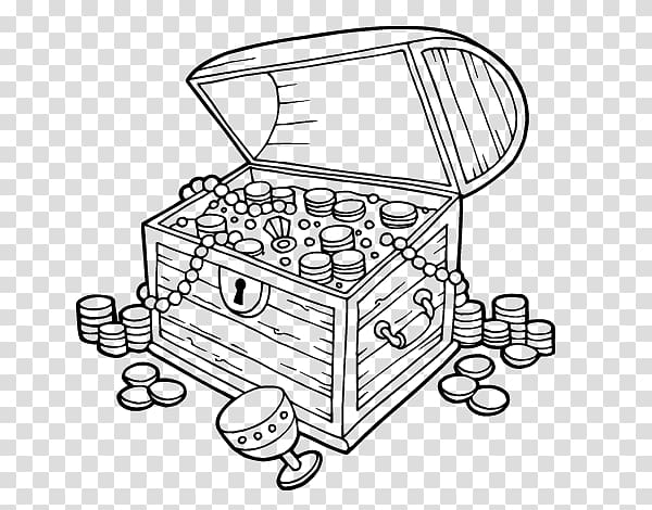 Coloring book Buried treasure Piracy Chest, others transparent background PNG clipart