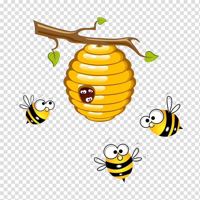 Honey bee Beehive , bee,Cartoon transparent background PNG clipart