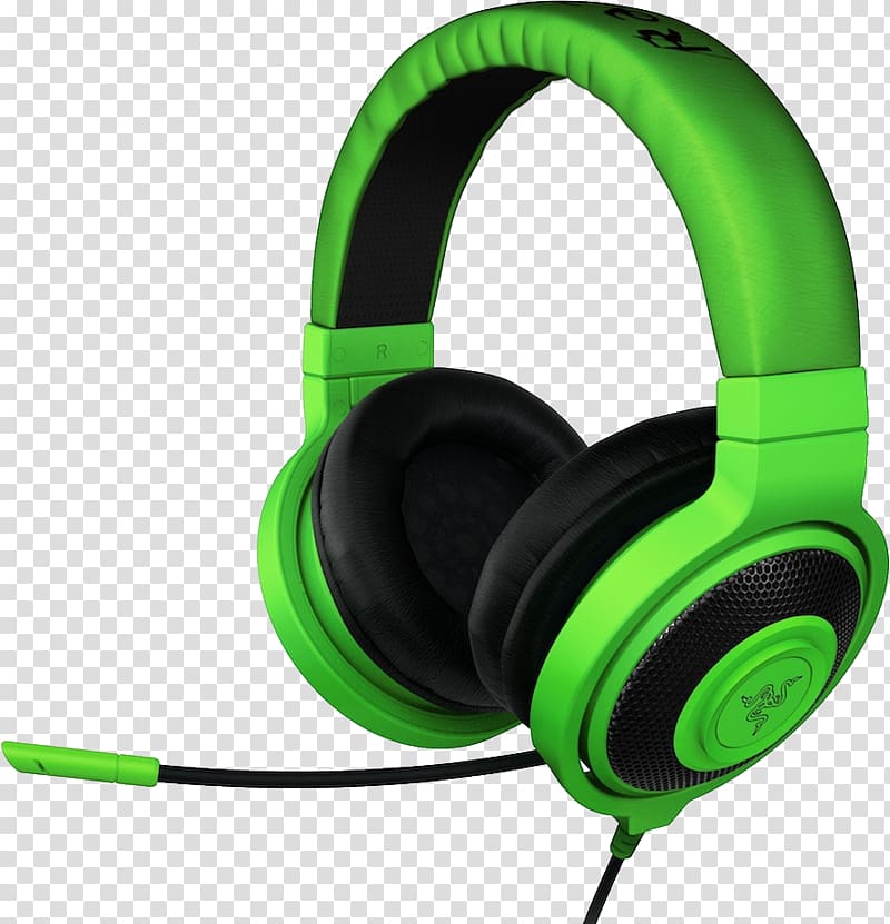 Microphone Headphones Razer Inc. Headset, Green headphones transparent background PNG clipart