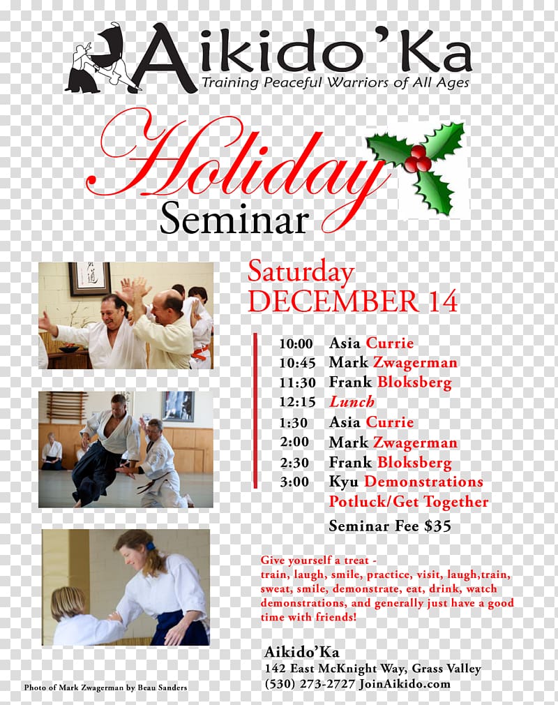 Seminar Aikido'Ka, LLC Sensei Holiday, please join us transparent background PNG clipart