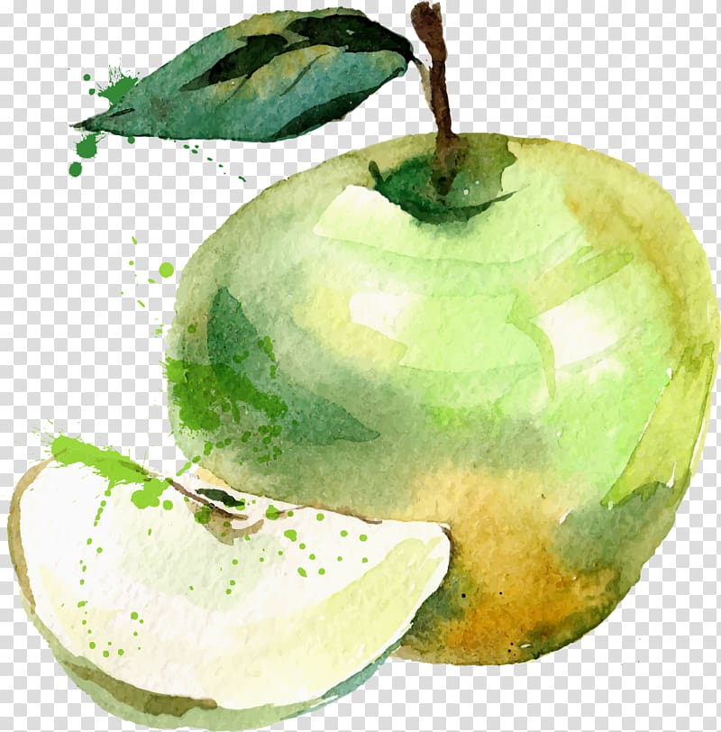 Drawing Apple Illustration, Green Apple transparent background PNG clipart