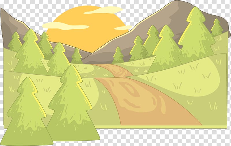 Euclidean Landscape Illustration, Dusk mountain views transparent background PNG clipart