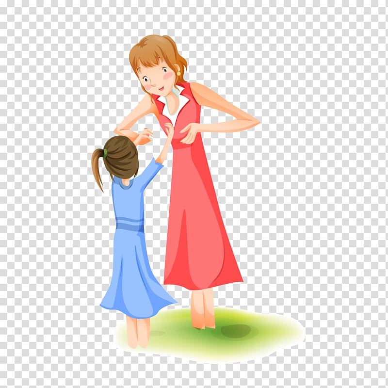 Mother Woman Cartoon Illustration, Cartoon characters mother child material free to pull transparent background PNG clipart