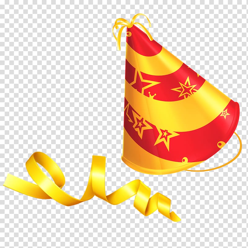 Happy Birthday to You Blahou017eelanie Wish Party, Yellow streamers and festive cap transparent background PNG clipart