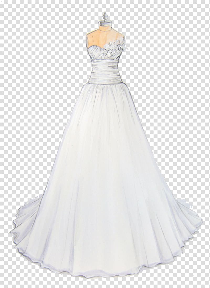 Drawing Illustration, Beautiful wedding dress design illustration transparent background PNG clipart