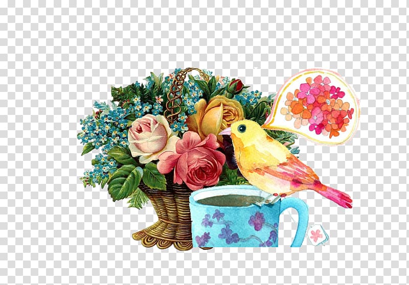 Flower bouquet Floral design Raster graphics , Bird cup transparent background PNG clipart