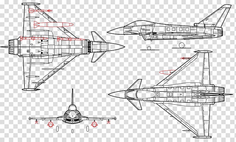 Eurofighter Typhoon Airplane Multirole combat aircraft Delta wing Fighter aircraft, blueprint transparent background PNG clipart