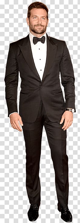 man wearing black tuxedo and round white watch, Bradley Cooper Tuxedo transparent background PNG clipart