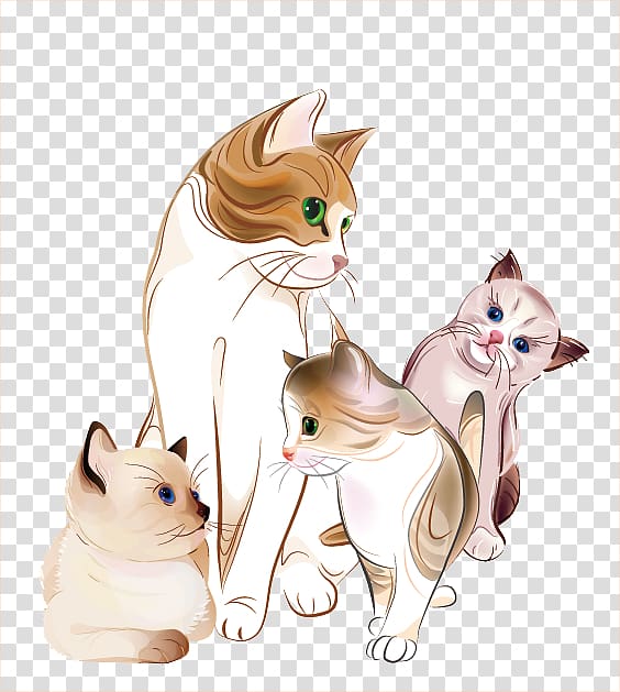four cats , Baby Cats Kitten Felidae , group of Cats transparent background PNG clipart