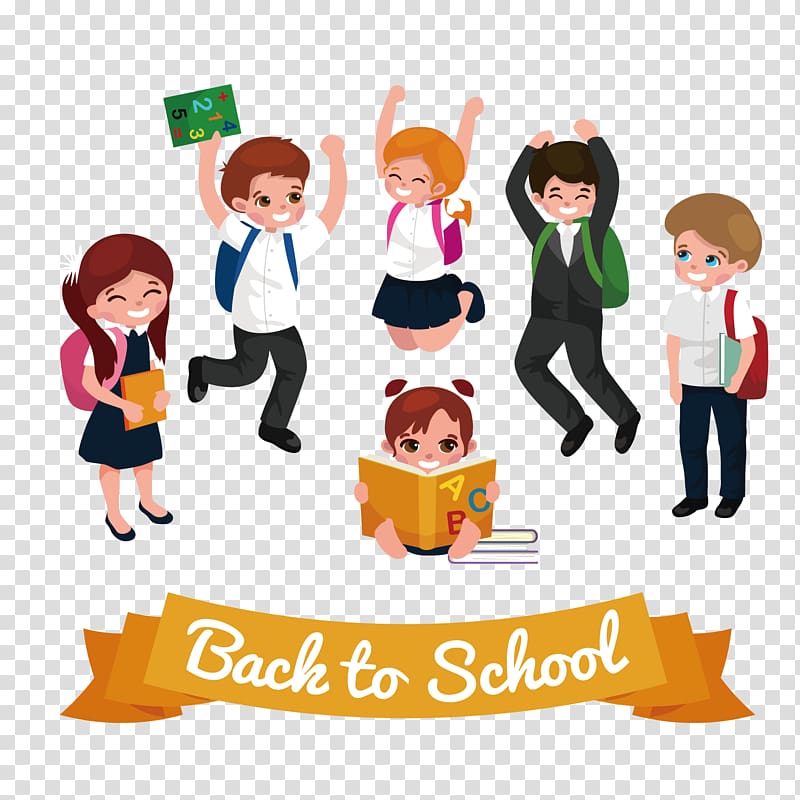 back to school , Student Euclidean Illustration, happy students transparent background PNG clipart