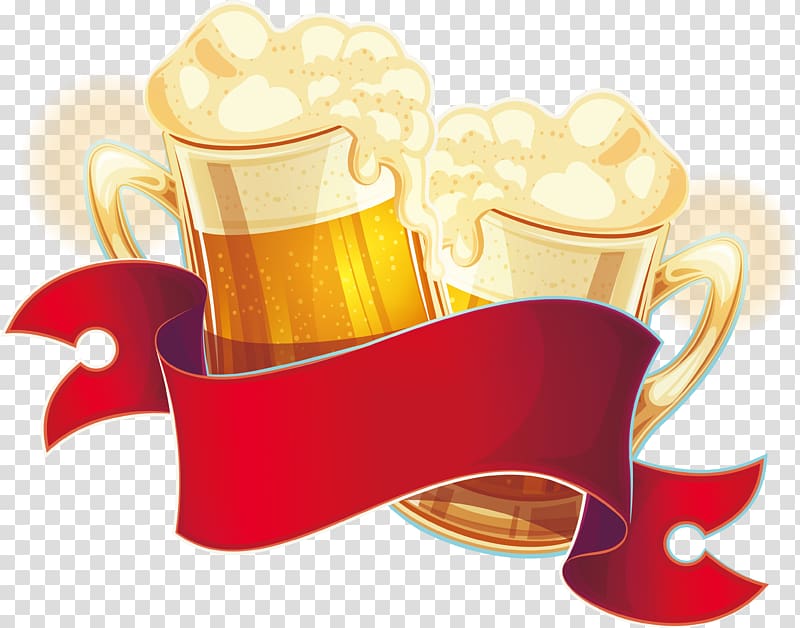 two beer mugs , Oktoberfest illustration Illustration, Two cold beer transparent background PNG clipart