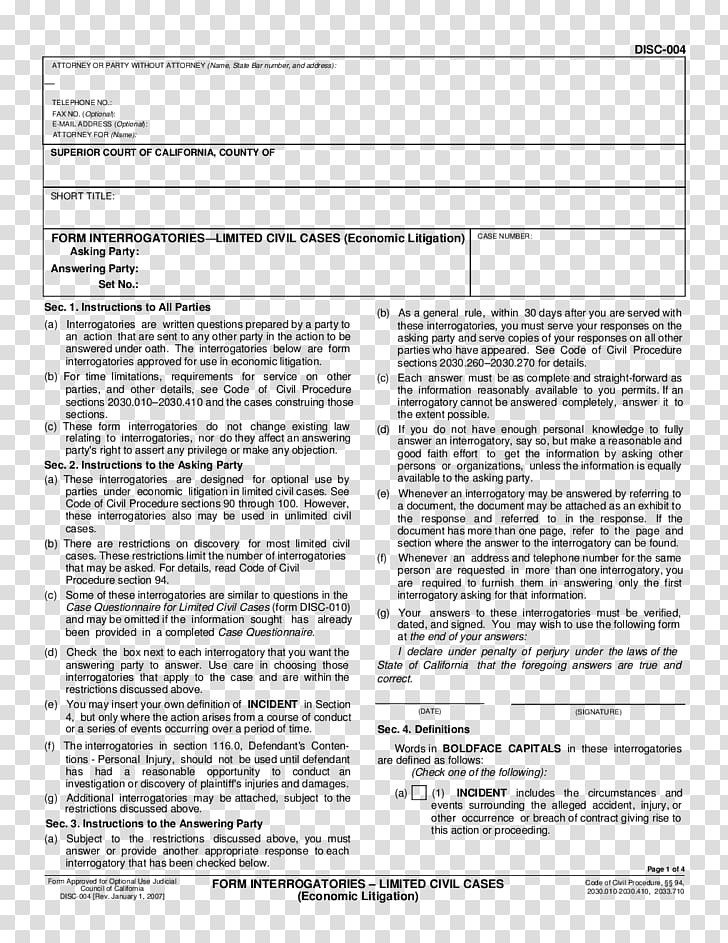 Interrogatories Discovery Document Form Law, Civil Case transparent background PNG clipart