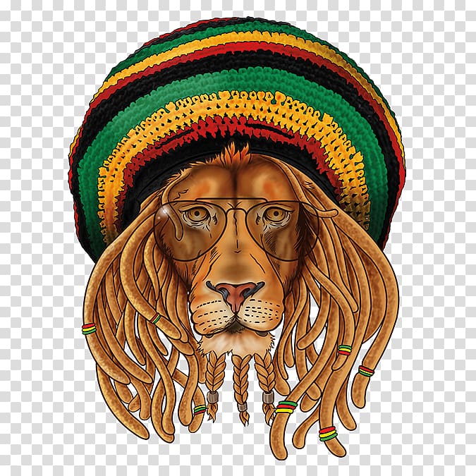 brown lion wearing eyeglasses illustration, Lion of Judah T-shirt Rastafari Hat, lion transparent background PNG clipart