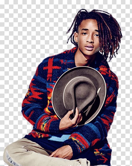 man sitting holding hat, Jaden Smith Hat transparent background PNG clipart