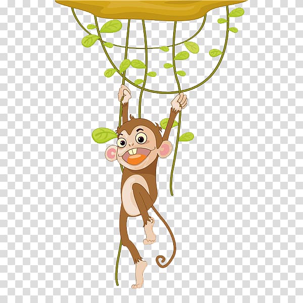 Monkey Cartoon Illustration, Lovely monkey transparent background PNG clipart