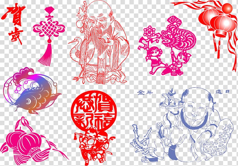 Chinese New Year , Chinese New Year decorative material transparent background PNG clipart