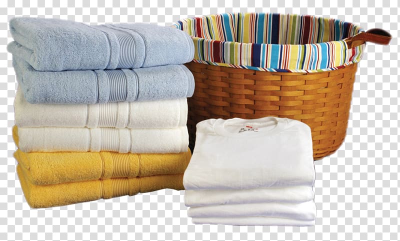 brown woven laundry hamper beside towels, Laundry Dry cleaning Clothing Washing Machines, others transparent background PNG clipart