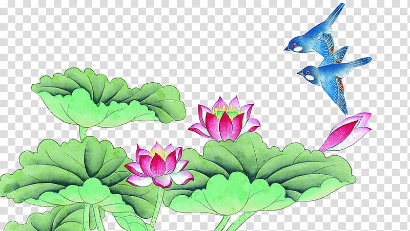 China Budaya Tionghoa Bird-and-flower painting Chinese painting Gongbi, Lotus transparent background PNG clipart