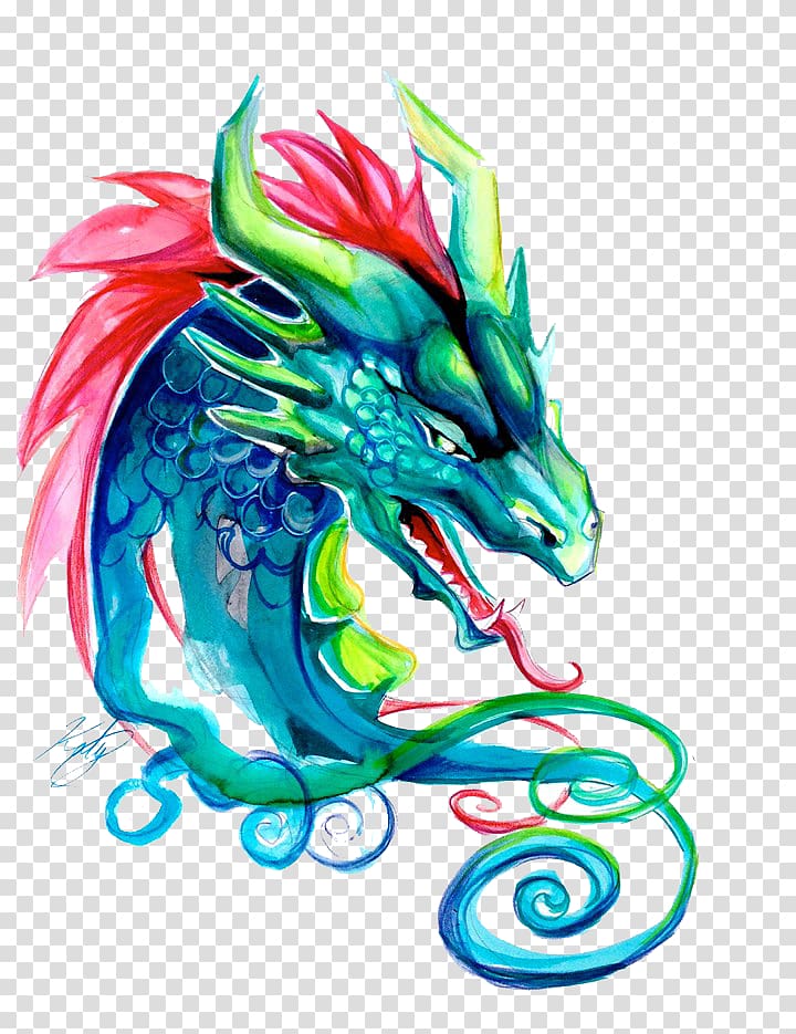 Dragon Drawing Color, Fantasy dragon illustration transparent background PNG clipart