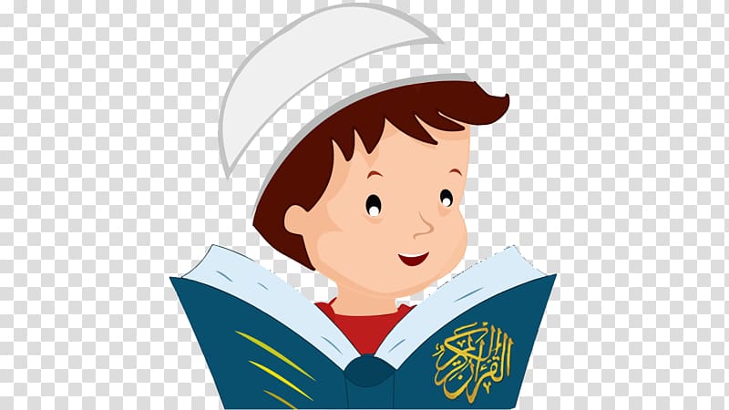 boy reading book illustration, Quran reading Islam Recitation Surah, reading transparent background PNG clipart