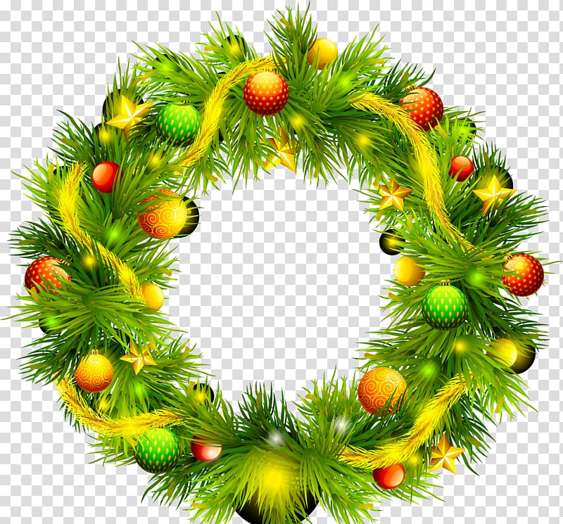 Wreath Christmas decoration New Year , Green circle wreath Christmas ball pattern transparent background PNG clipart