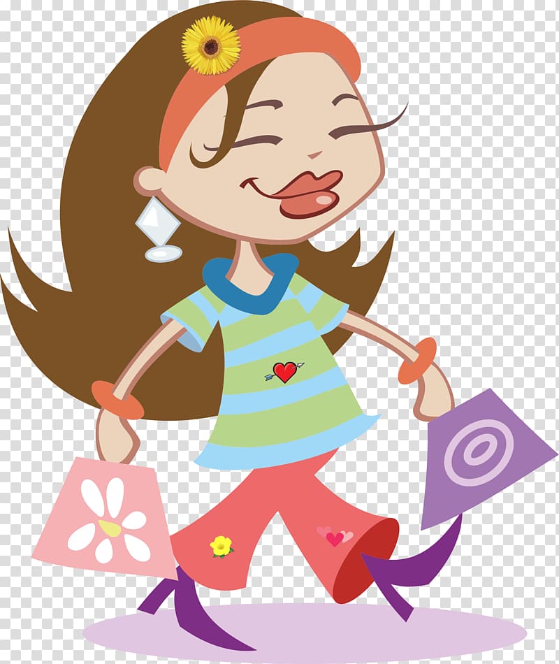 Pixabay Illustration, Shopping Girl transparent background PNG clipart