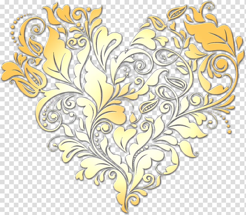 Visual arts Floral design, GOLDEN HEART transparent background PNG clipart