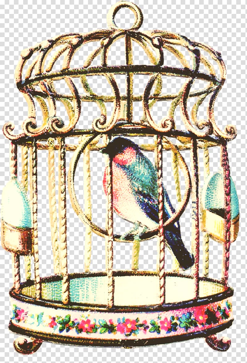 Birdcage Parrot Budgerigar, Hand-painted birds and bird cage transparent background PNG clipart