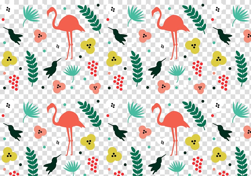 hummingbirds, flamingo and flowers pattern, Tropics Pattern, Hot summer vacation vacation island sunshine vegetation transparent background PNG clipart