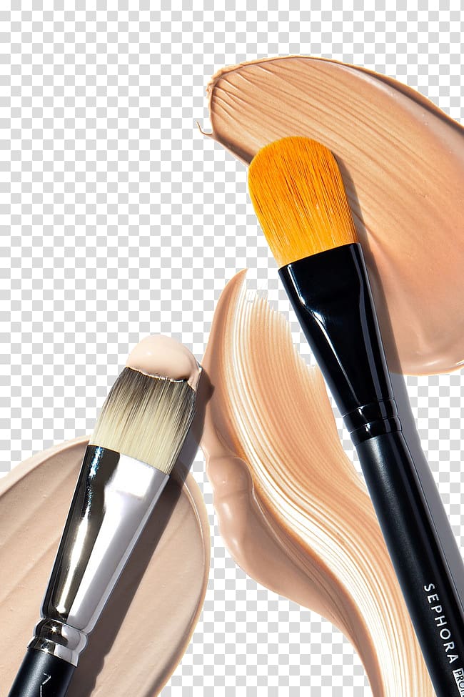 black makeup brush illustration, Makeup brush Cosmetics Rouge, Paste traces transparent background PNG clipart