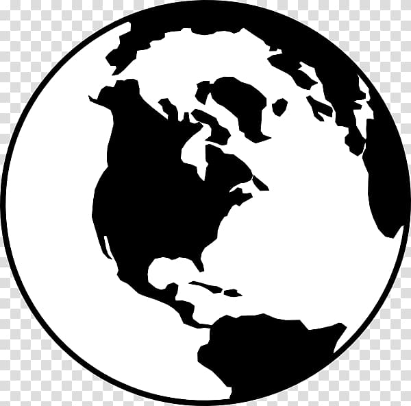 white and black earth illustration, Earth Globe Black and white , Globe Outline transparent background PNG clipart