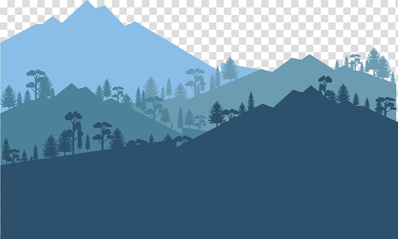 silhouette of mountains and trees illustration, Cloud forest Euclidean Tree, Forest transparent background PNG clipart
